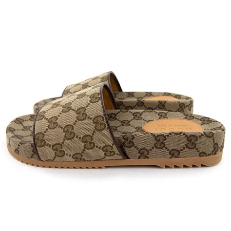 canvas gucci slides|canvas Gucci slides women.